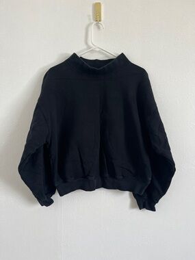 TNA Black Mock Neck Sweatshirt - Cozy Cropped Pullover